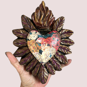 Corazón Exvoto Floral (colgante)